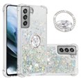 thumbnail image 1 of Funda para Samsung Galaxy S21 FE 5G con Brillo Líquido Flotante, Purpurina, Parachoques y Anillo Giratorio Soporte, 1 of 5
