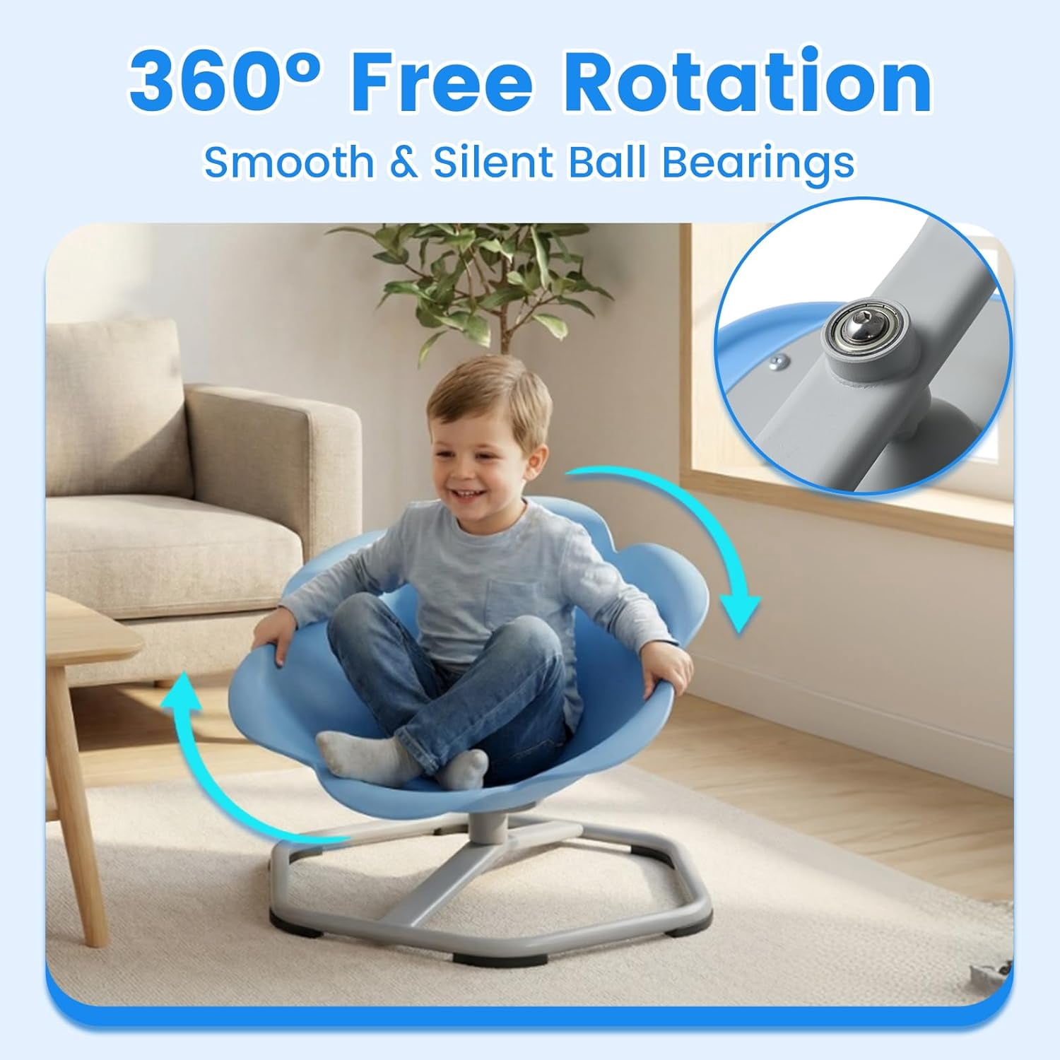 OLAKIDS Sensory Spinning Chair, Flower Shape 360° Swivel Seat for Autistic Kids Autism ADHD Children with Non-Slip Design, Sit and Spin Toy for Body Balance Coordination Training