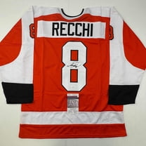 Autographed/Signed Mark Recchi Philadelphia Orange Hockey Jersey JSA COA