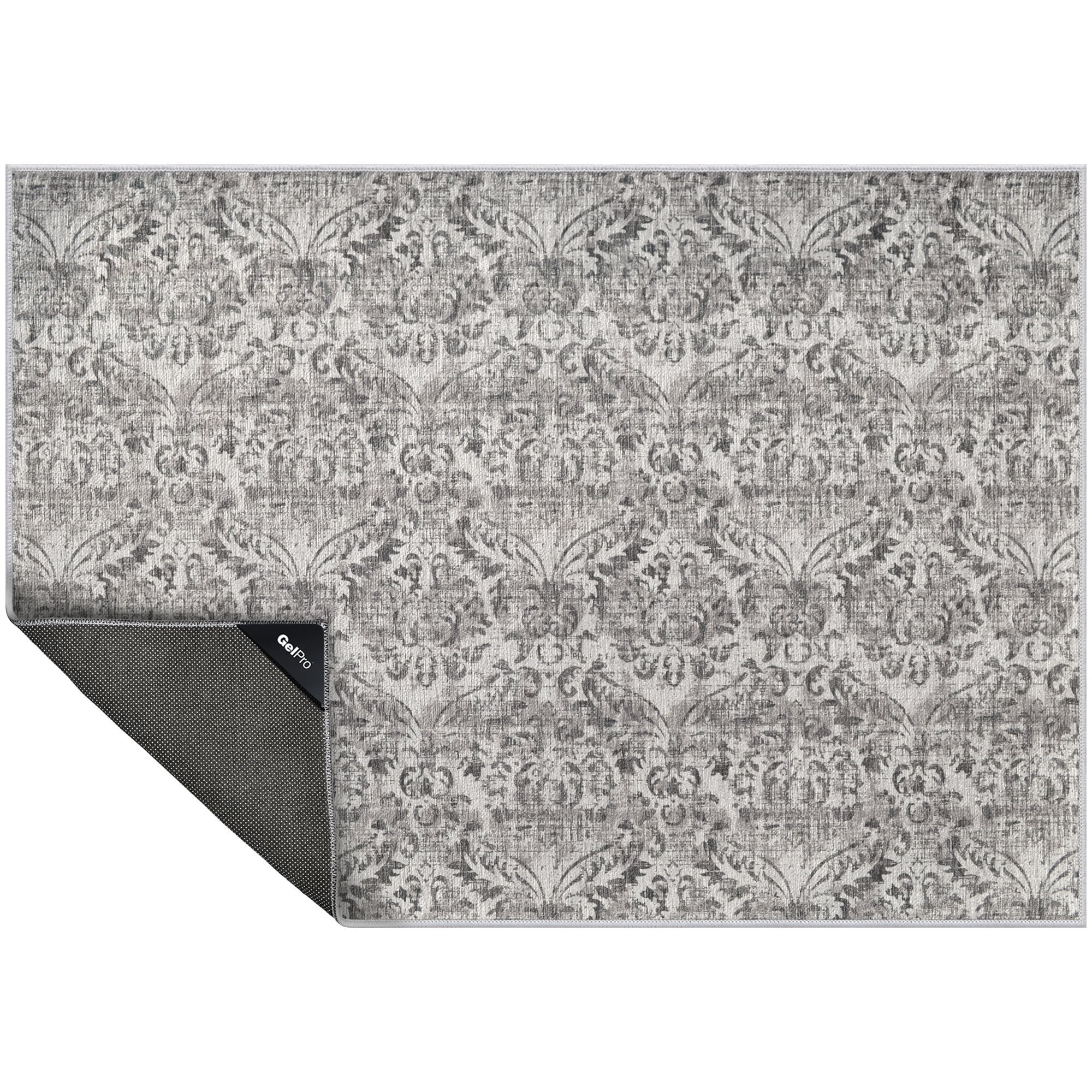 Nevermove By GelPro MachineWashable Accent Rug with Gelly Grippers 24x34 Biscayne Grey