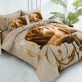 thumbnail image 4 of Dinjoy 7 Pieces Brown Rose Comforter Set Queen Size Bedding With Flat Sheet Fitted Sheet Pillowcases, 4 of 4