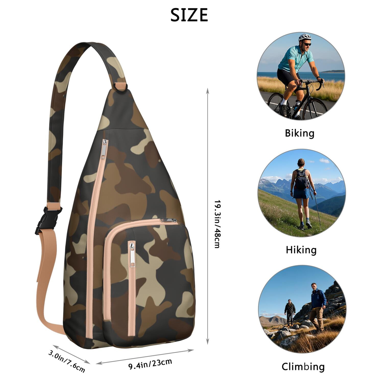 Tactical Camo Chest Bag - Military-Grade Hunting Camouflage Sling Pack, Durable Water-resistant Fanny Pack for Army & Outdoor Use (Woodland/Desert/Jungle Patterns)"
