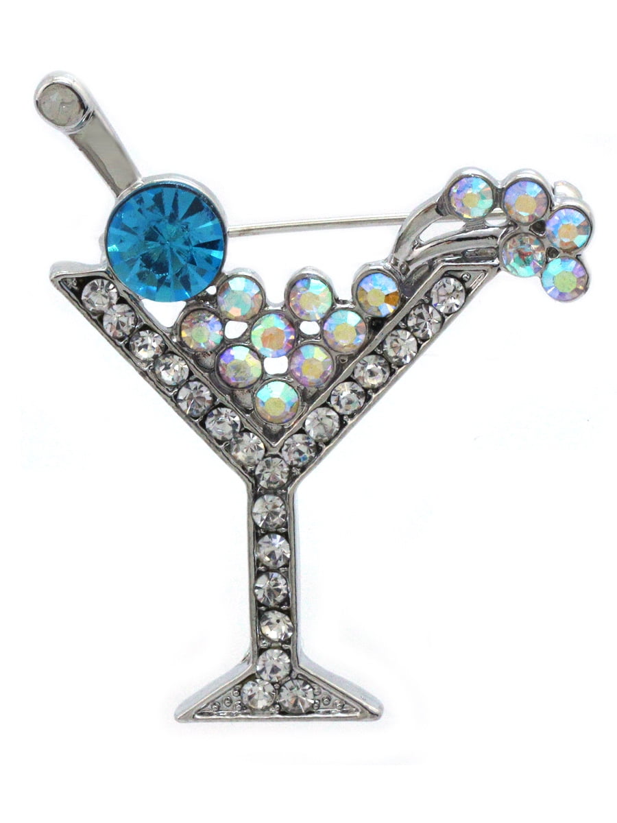 cocojewelry Cherry Martini Glass Cocktail Party Brooch Pin Women