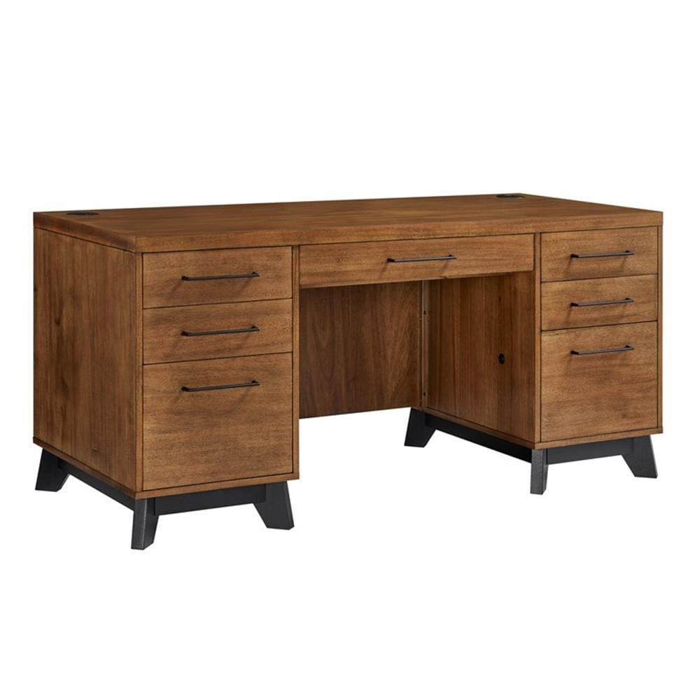 Scranton & Co Modern Wooden Executive Desk with Double Pedestal Design