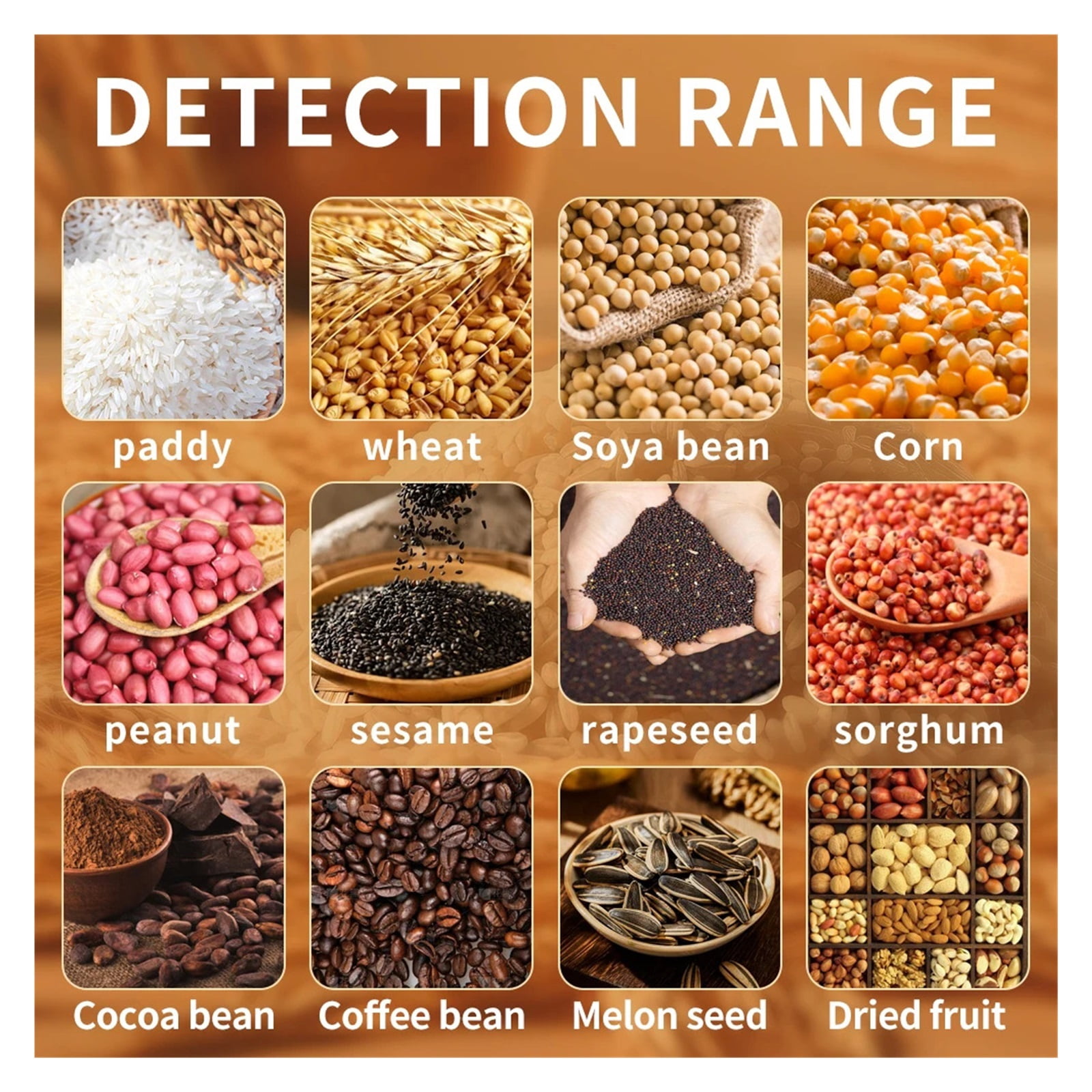 37 Kinds Grain Moisture Meter LCD Display 0-60°C Humidity Meter Grains Seeds Wheat Rice Peanuts Coffee Beans Hygrometer