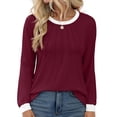 thumbnail image 3 of Fantaslook Women Blouses Color Block Long Sleeve Shirts Pleated Fall Tops Fashion Dressy Blouses, 3 of 10