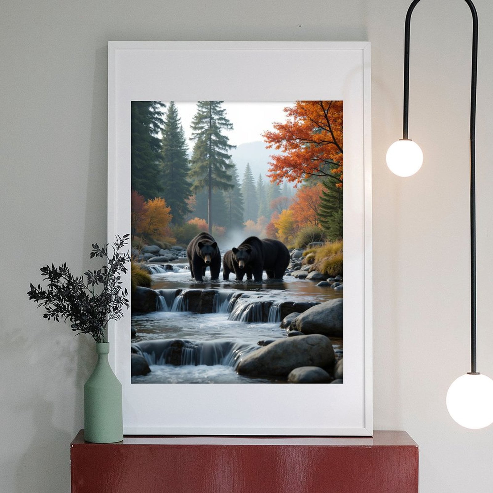 Diamond Art Kits for Adults - 5d Bears In Autumn Forest Stream Diamond Painting for Adults, Diamond Art for Adults Beginners, Diamond Painting Kits for Adults for Home Wall Decor