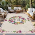 thumbnail image 2 of Spring Floral Outdoor Rug for Patio/Deck/Porch, Non-Slip Large Area Rug 4 x 6 Ft, Watercolor Easter Eggs Wreath Plants Beige Indoor Outdoor Rugs Washable Area Rugs, Camping Rug Carpet Runner, 2 of 8