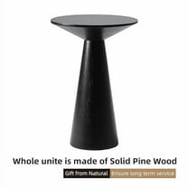 Farmhouse Pedestal Small End Table Round Martini Table Wood Plant Stand Rustic Drink Table for Small Space Living Room, Bedroom, Black
