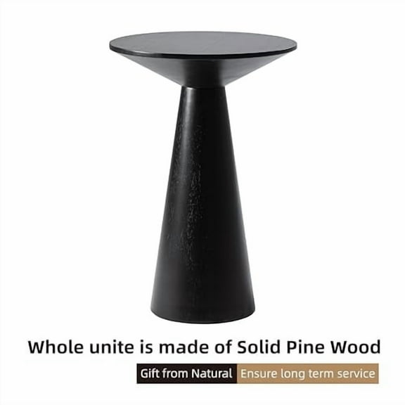 Farmhouse Pedestal Small End Table Round Martini Table Wood Plant Stand Rustic Drink Table for Small Space Living Room, Bedroom, Black
