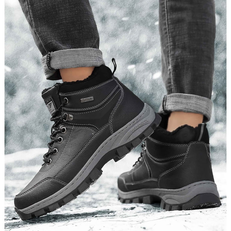 Arrigo Bello Mens Black Faux Leather Faux Fur Lined Winter Boots High Lace Up 46 Amazon.com | ARRIGO BELLO Mens Snow Boots Winter Boots PU  main image 4
