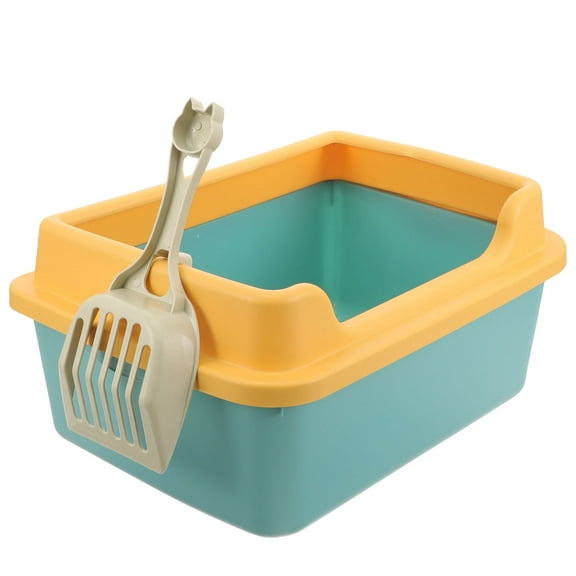 AURARMLET Kitten Litter Pan Semi-Enclosed Cat Litter Box Assorted Color 1 Set 38x29cm