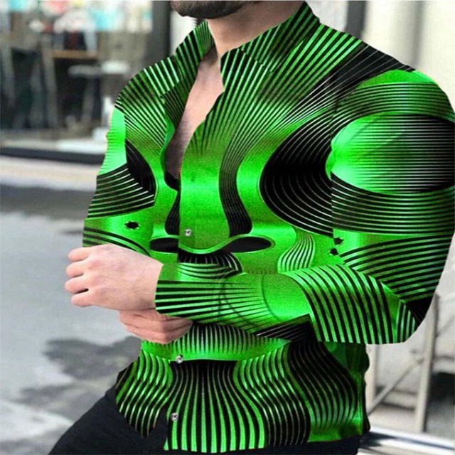 Camisas para hombre con estampado gráfico HD creativo dorado y morado de manga larga, suave y cómoda, impresionante impresión digital 3D, tallas s-6XL