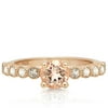 Morganite Solitaire Engagement Ring with Vintage White Topaz Accents in 14K Rose Gold Plated Sterling Silver
