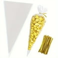 thumbnail image 1 of QJUHUNG 30/50/100pcs Transparent Cone Bag Cellophane Triangular Bags - For Candy  Popcorn  Biscuits & Handicrafts - Perfect for Parties  Weddings  Birthdays & Holidays - Ideal Gift for Pa, 1 of 7