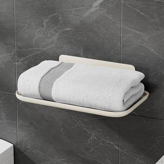 Foldable No-Drill Wall Shelf, Adhesive Floating Storage Rack with Guardrail, Circulate Fold-Down Organizer for Bathroom, Kitchen, Bedroom, and Dorm