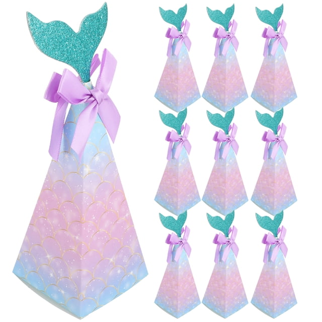 FELTECHELECTR 20 cajas de dulces para recuerdos de boda, pequeñas cajas de regalo con temática de sirena para fiestas.