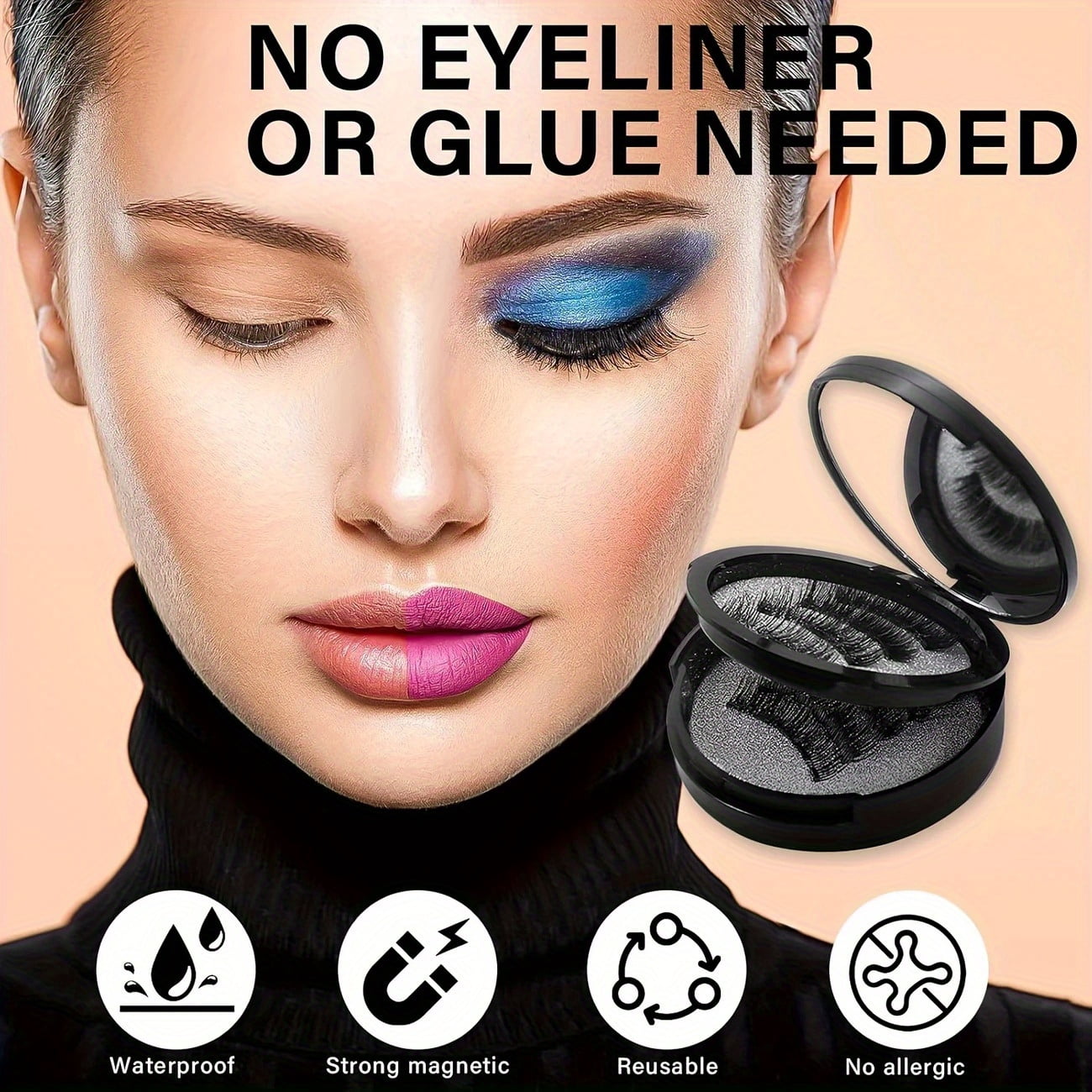 8-Piece Magnetic 3D False Eyelashes — Natural Look | Reusable Dual-Magnetic Lash Set with Applicator Clip | Ideal for Travel & Daily Wear | Gift for Mom