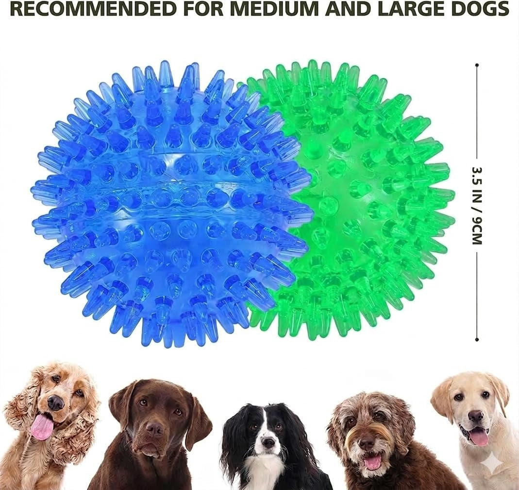 3-Pack 3.5” Squeaky Dog Toy Balls, Floating Dog Pool Balls, Spiky Dogs Balls Water Toys, Durable Interactive Fetch Toys for Puppy, Dog Chew Toys for Teething (3.5", Medium/Large Dog)