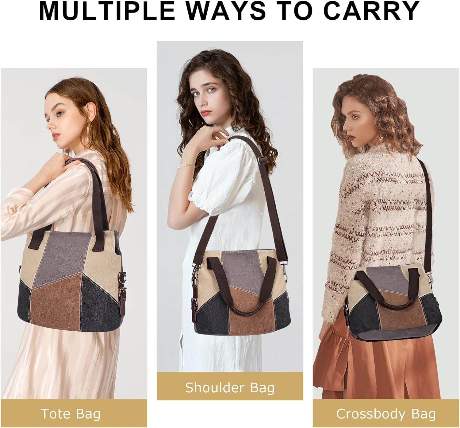 Canvas Tote Bag for Women Large Hobo Bag 2 Straps Crossbody Shoulder Handbag Pocketbooks Womens Purses