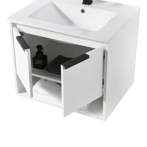 bathroom vanities > New Arrivals > 24 in. Single Sink  Foldable Vanity Cabinet in White with White Ceramic Top
