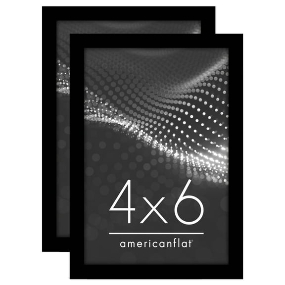 Americanflat 4" x 6" Picture Frame - Modern Design, Shatter-Resistant Glass 2 Pack - Black