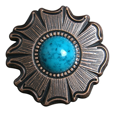

16HS Set Of 4 Western Screw Back Concho 1.5 In Turquoise Stone Floral Saddle