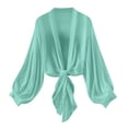 thumbnail image 4 of Lixiuxyad Womens Elegant Sheer Chiffon Cardigan Long Sleeve Tie Front Lightweight Summer Outfits,Green, 4 of 7