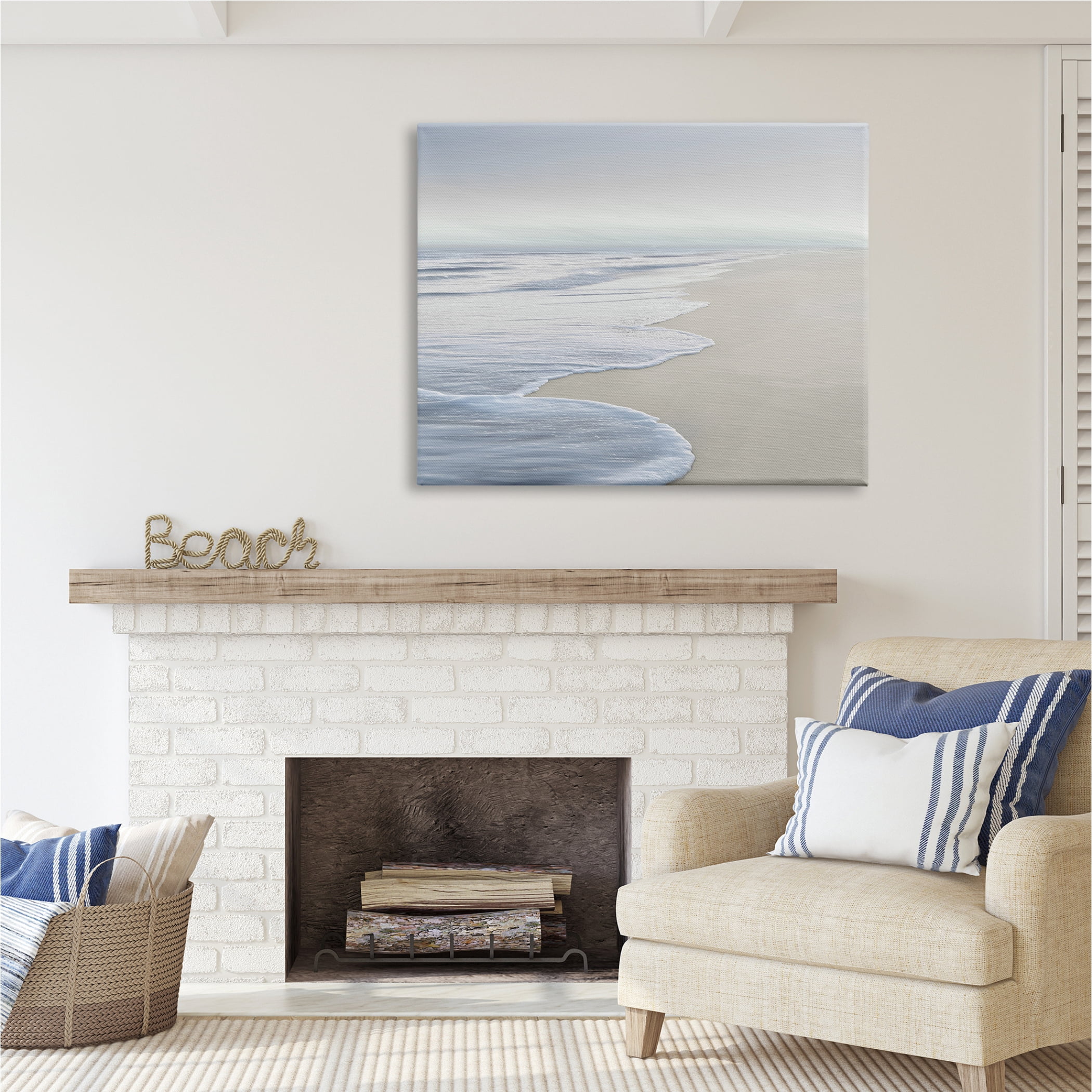 Stupell Industries Foamy Beach Waves Nature Photography Gallery Wrapped Canvas Print Wall Art, 48 x 36