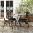 thumbnail image 3 of Merrick Lane Set of Four Stacking Thonet French Bistro Style Chair with Arms, Black & White Textilene Seat, and Bamboo Metal Frame for Indoor/Outdoor Use, 3 of 16