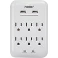 thumbnail image 1 of 125 V 6-Outlet & 3.4A 2-USB Charger with Surge Protection, White, 1 of 1