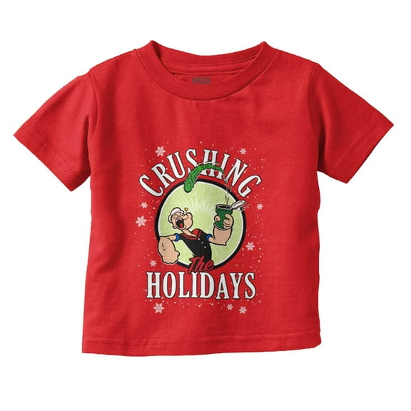 Popeye Christmas Crushing Holidays Toddler Boy Girl T Shirt Infant Toddler Brisco Brands 18M