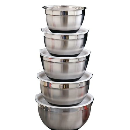 

Stainless Mixing Bowls (Set of 5) Whisking Bowls Set Mixing Basin For Cooking Baking Kitchen Fruit Salad Noodle Rice Bowl