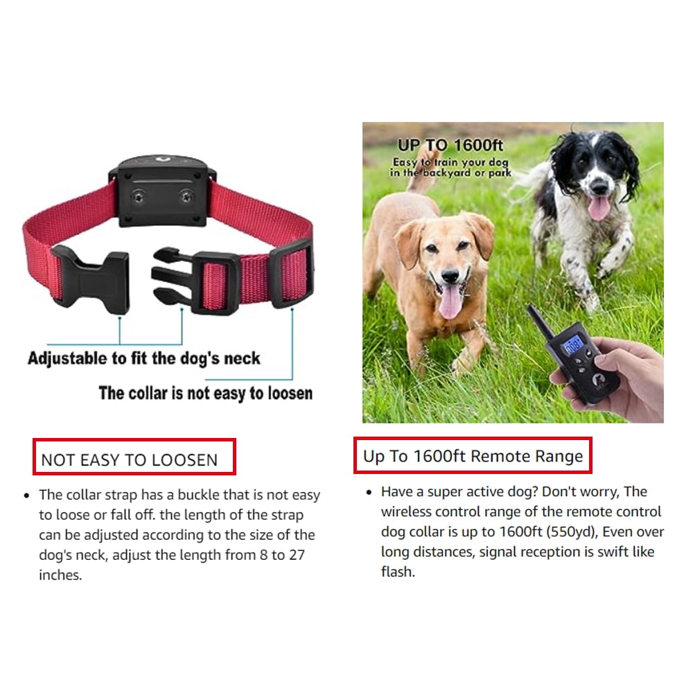 Paipaitek Dog Shock Collar,Dog Training Collar with Remote UP to 3200 Feet,  Waterproof Electric Dog Collar with Beep,Vibration,Shock,2 IN 1 Dog Bark  Collar 