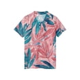 thumbnail image 6 of longantii Boys Short Sleeve Polo Shirt Tropical Leaf Print Casual Golf Shirt Cozy Comfort Collared School Uniform Shirt Hawaiian Style Kids Summer Tops Vermilion 4-5 Years, 6 of 6