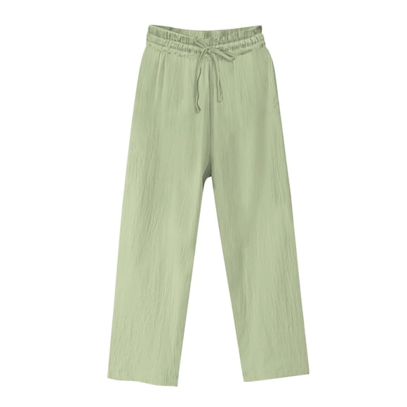 QATAINLAV Womens Cotton Linen Pants 2025 Summer Casual Loose Wide Leg Palazzo Pants Drawstring High Waist Lounge Trousers Beach Vacation Outfits Green XXXXL Summer Savings