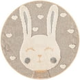 thumbnail image 2 of Unique Loom Whimsy Kids Collection Area Rug - Heart Bunny  (3' 1" Round Peach Blossom/Ivory), 2 of 9