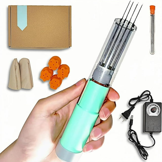 Electric Felting Needle Machine, Wool Felting Tool, 1-7 Needles Speed Adjustable, Easy to Change Needle for DIY Wool Painting (Green)