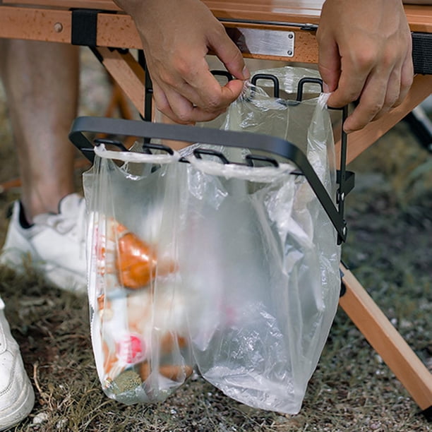 Soporte plegable para bolsa de basura, soporte para estante colgante, práctico, estante para bolsas, estante portátil para colgar bolsas de basura , B DYNWAVEMX Estante de basura colgante