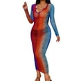 thumbnail image 2 of xiaxaixu Robe Ajustée pour Femmes, Dégradé de Couleur Col en U une Pièce, 2 of 9