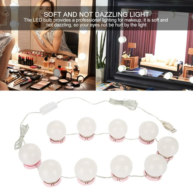 Ampoules LED Lumière Miroir, Kit de Lampe LED, Kit de Bandes Lumineuses LED, Phare d'Objectif, pour Coiffeuse Coiffeuse Dressing