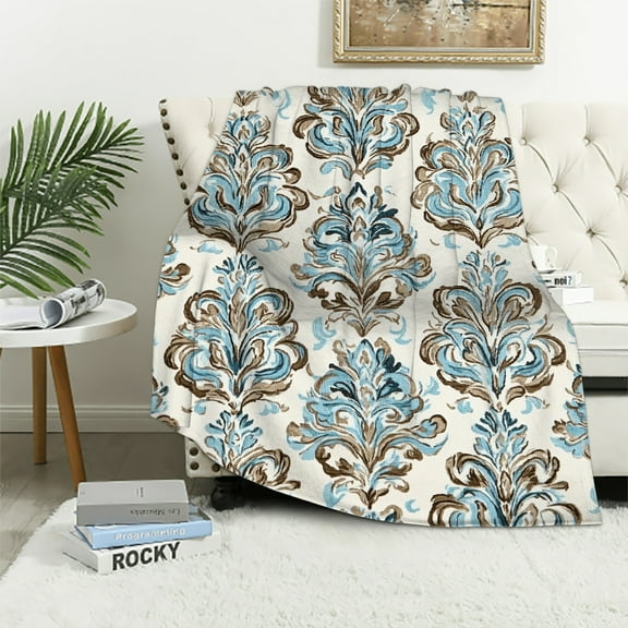 Autua Blue Brown Pattern Long-Lasting Blanket for All Seasons 40x50in