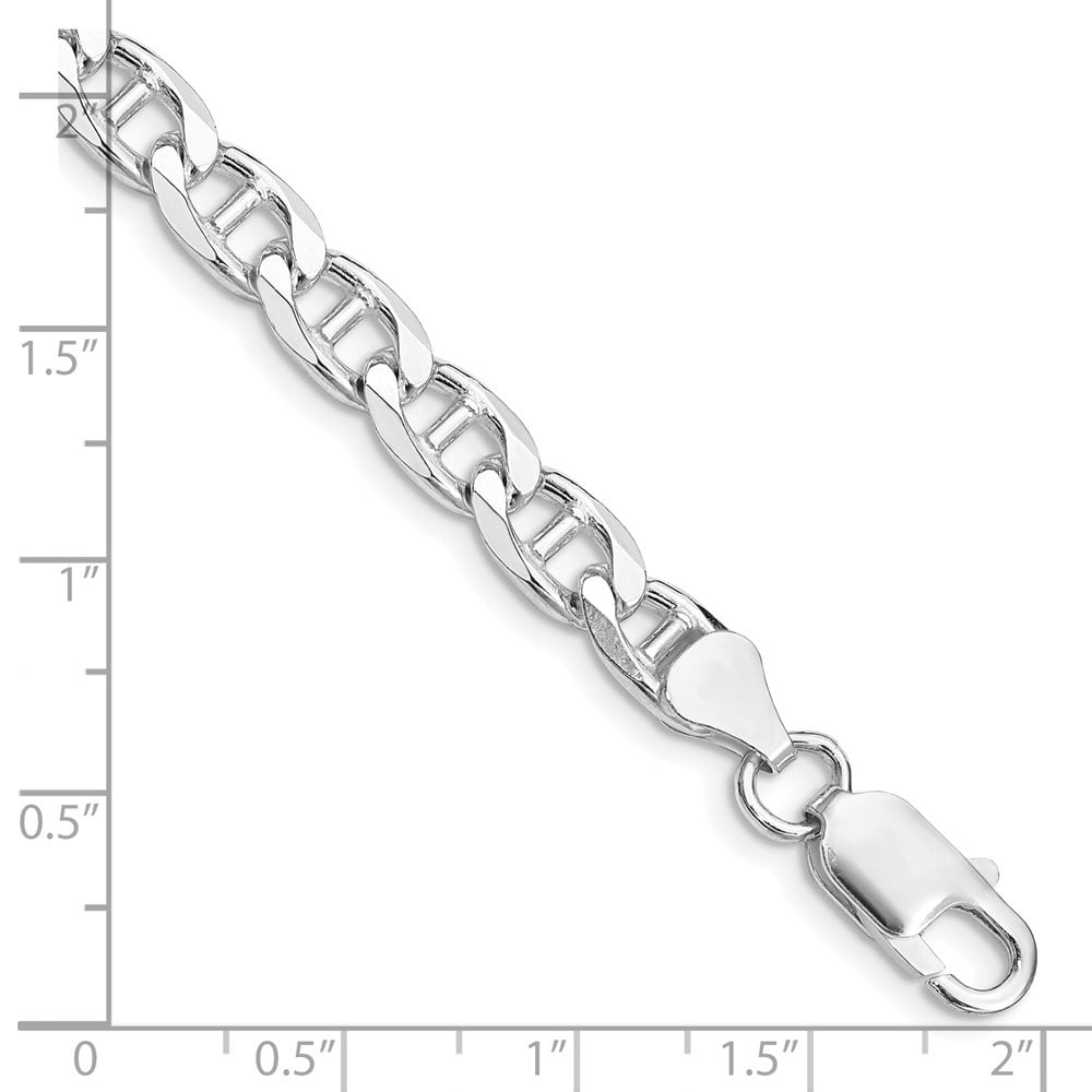 Auriga Fine Jewelry 925 Sterling Silver Rh-plated 6.5mm Flat Cuban Anchor 8inch Chain Bracelet for Men