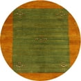 thumbnail image 1 of Ahgly Company Indoor Round Contemporary Mahogany Brown Abstract Area Rugs, 4' Round, 1 of 6