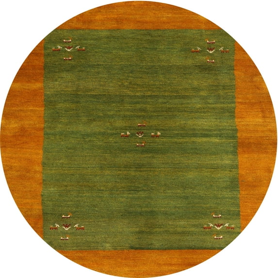 Ahgly Company Indoor Round Contemporary Mahogany Brown Abstract Area Rugs, 6' Round