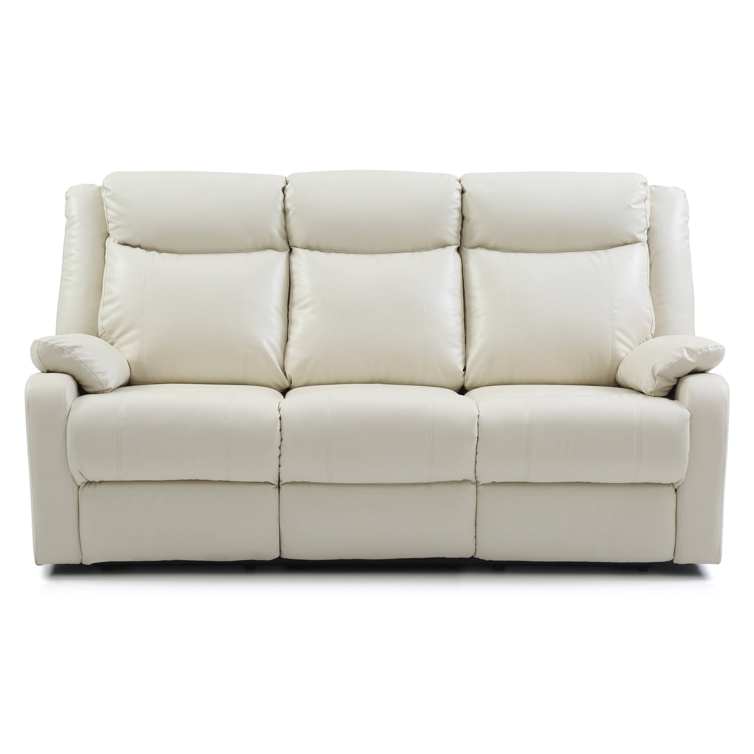 Glory Furniture Ward Faux Leather Double Reclining Sofa in Pearl
