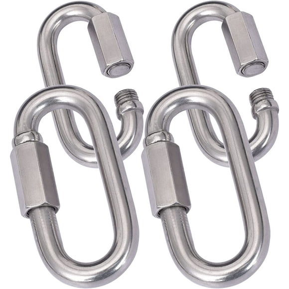4 Packs 1/2" Quick Links,Alele M12 Heavy Duty 304 Stainless Steel Quick Link D Shape Locking Looks for Carabiner,