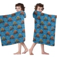 thumbnail image 4 of Blue Flame Monster Cartoon Trucks Pattern Hooded Bath Towel，50"x30" for Ages 3 To 12 Kids, Quick Dry Lightweight Soft Microfiber Hood Beach Towel Cover Up for Kids, 4 of 7