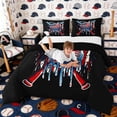 thumbnail image 3 of Erosebridal Black USA Flag Baseball Queen Comforter Set, Drip Sport Bedding Comforter Set for Men and Boys, Black Reversible 3pcs, 1 Comforter and 2 Pillowcases, 3 of 6