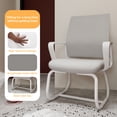 thumbnail image 6 of Modern Office Chair No Wheels, Ergonomic Study Chair with Handrail and Steel Legs, Comfy Home Office Desk Chairs with Ultra Thick Cushion, White+Gray, 6 of 9
